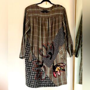 VINTAGE Koos Couture  Plaid Applique Dress - L